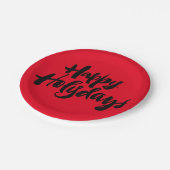 Red Black Happy Holydays Vakantie Kerstmis Papieren Bordje (Gekanteld)