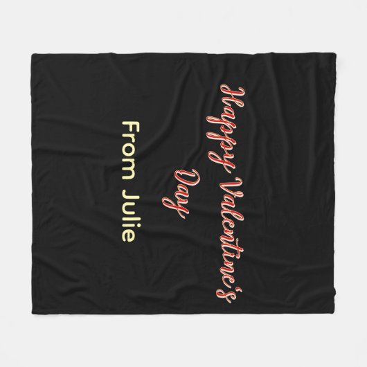 Red black happy Valentine's day from name stylish Fleece Deken (Voorkant (Horizontaal))