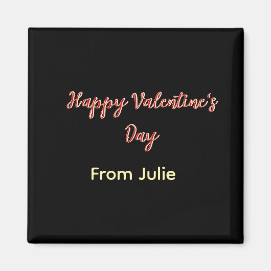Red black happy Valentine's day from name stylish Magneet (Voorkant)
