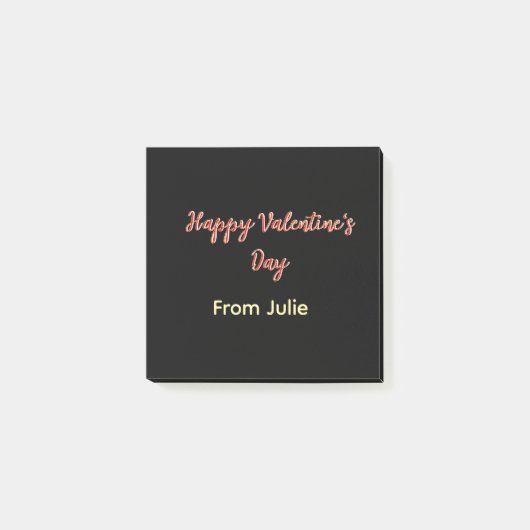 Red black happy Valentine's day from name stylish Post-it® Notes (Voorkant)