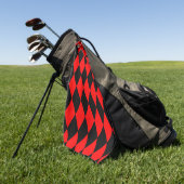 Red Black Harlequin Diamonds Checkers Design Golfhanddoek (Groen)