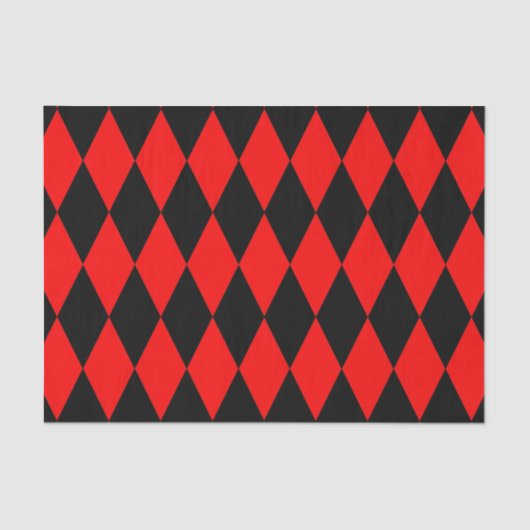 Red Black Harlequin Diamonds Checkers Design Tissuepapier (Voorkant)