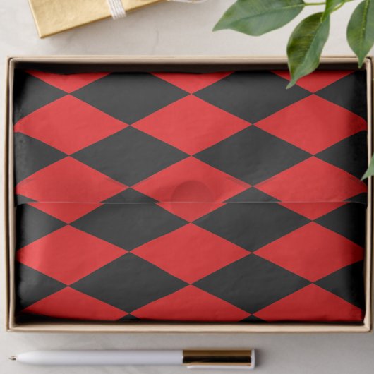 Red Black Harlequin Diamonds Checkers Design Tissuepapier
