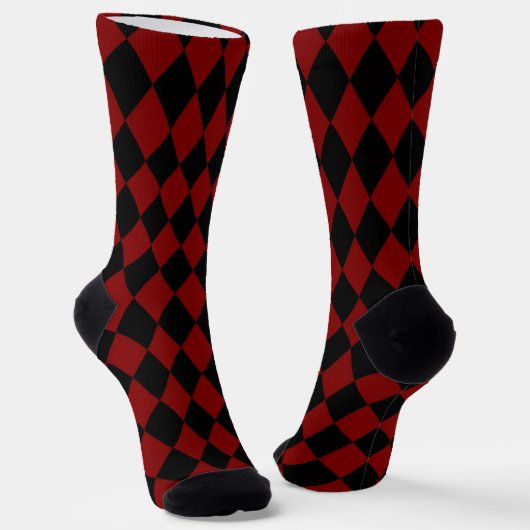 Red & Black Harlequin Socks Sokken (Gebogen)