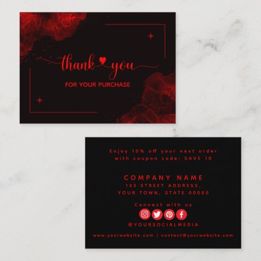 Red Black Hartelijk dank voor uw bestellingsVisite Informatiekaartje (Voorkant / Achterkant)