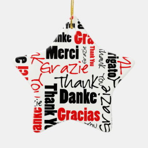 Red Black Hartelijk dank voor Word Cloud Keramisch Ornament