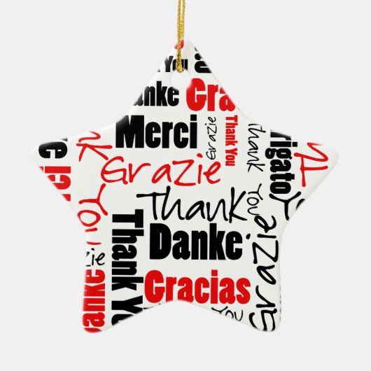 Red Black Hartelijk dank voor Word Cloud Keramisch Ornament (Voorkant)