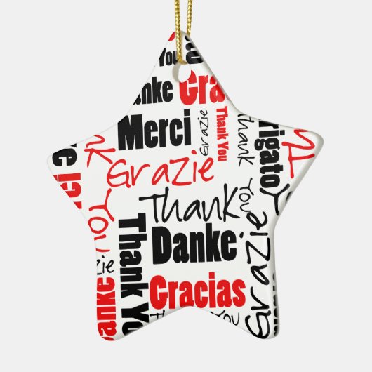 Red Black Hartelijk dank voor Word Cloud Keramisch Ornament (Links)