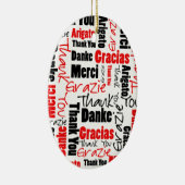 Red Black Hartelijk dank voor Word Cloud Keramisch Ornament (Rechts)