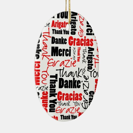 Red Black Hartelijk dank voor Word Cloud Keramisch Ornament (Rechts)
