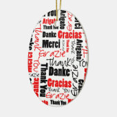 Red Black Hartelijk dank voor Word Cloud Keramisch Ornament (Links)