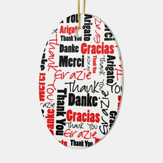 Red Black Hartelijk dank voor Word Cloud Keramisch Ornament (Links)
