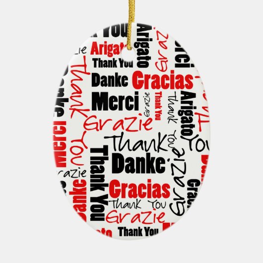 Red Black Hartelijk dank voor Word Cloud Keramisch Ornament (Voorkant)