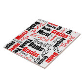 Red Black Hartelijk dank voor Word Cloud Tegeltje (Zijkant)