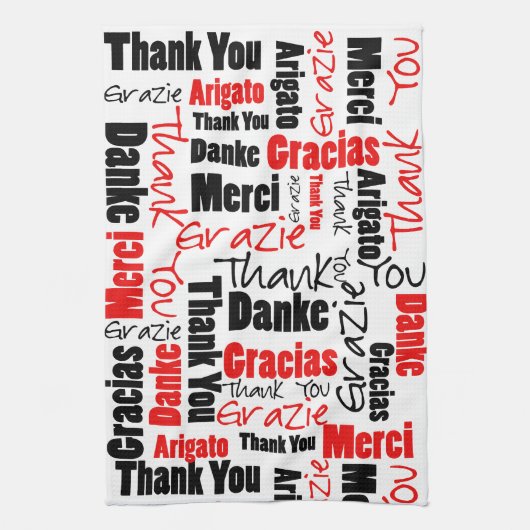 Red Black Hartelijk dank voor Word Cloud Theedoek (Verticaal)
