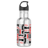 Red Black Hartelijk dank voor Word Cloud Waterfles (Voorkant)