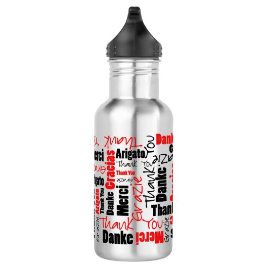 Red Black Hartelijk dank voor Word Cloud Waterfles (Rechts)