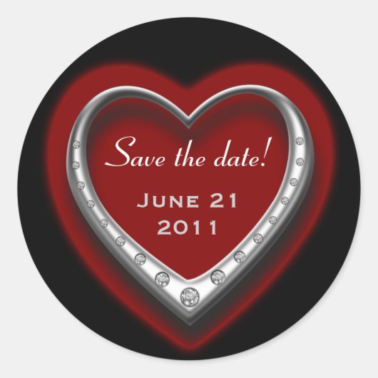 Red & Black Heart Save the Date Sticker Sheet (Voorkant)