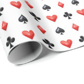 Red Black Hearts Clubs Diamonds Spades Cards Cadeaupapier (Rol Hoek)