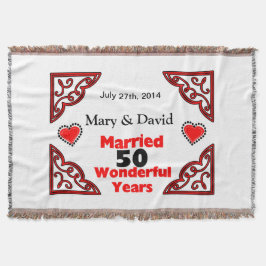 Red Black Hearts Names & Date 50 Yr Jubileum Deken