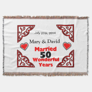 Red Black Hearts Names & Date 50 Yr Jubileum Deken