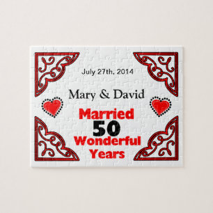 Red Black Hearts Names & Date 50 Yr Jubileum Legpuzzel