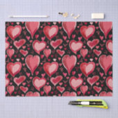 Red Black Hearts Pattern Drawing Valentijn Day Tissuepapier (Craft)