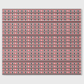 Red Black Hearts Stripes Cute Valentijnsdag Cadeaupapier (Vlak)