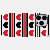 Red Black Hearts Stripes Pattern Valentijnsdag Case-Mate iPhone Case (Achterkant (horizontaal))