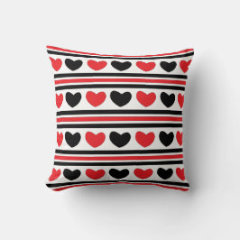 Red Black Hearts Stripes Valentijnsdag Pattern Kussen