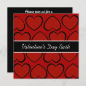 Red Black Hearts Valentijnsdag Party-uitnodigingen Kaart (Voorkant / Achterkant)