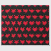 Red Black Hearts Valentijnsdag Pattern Love Cadeaupapier (Vlak)