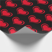 Red Black Hearts Valentijnsdag Pattern Love Cadeaupapier (Hoek)