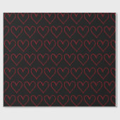 Red Black Hearts Valentijnsdag Pattern Love Cadeaupapier (Vlak)