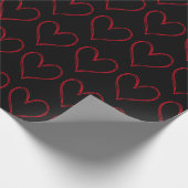 Red Black Hearts Valentijnsdag Pattern Love Cadeaupapier (Hoek)