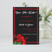 Red & Black Hibiscus Save the Date Flat Kaart (Staand voorkant)