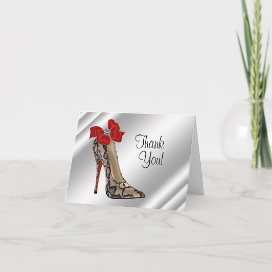 Red Black high Heel Shoe Thank You Cards Bedankkaart (Voorkant)
