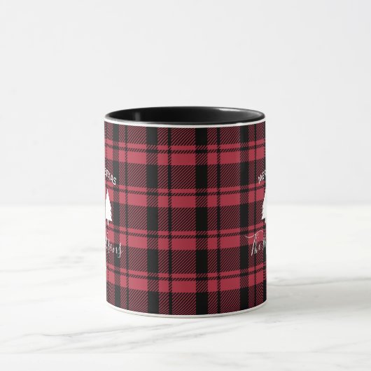 Red Black Holiday Pset Monogram Name Coffee Mok (Midden)