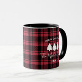 Red Black Holiday Pset Monogram Name Coffee Mok (Voorkant rechts)