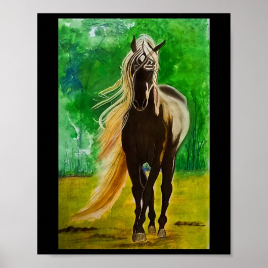 Red Black Horseback Riding Horse Lovers Flo Poster (Voorkant)