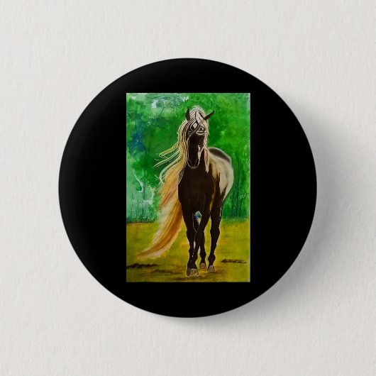 Red Black Horseback Riding Horse Lovers Flo Ronde Button 5,7 Cm (Voorkant)