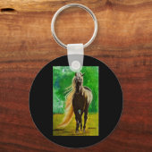 Red Black Horseback Riding Horse Lovers Flo Sleutelhanger (Voorkant)