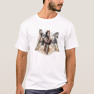Red Black Horseback Riding Horse Lovers Flo T-shirt