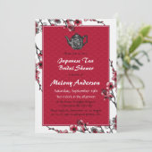 Red Black Japanse Tea Bridal Shower-uitnodiging Kaart (Staand voorkant)