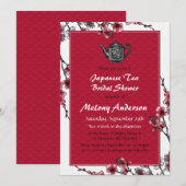 Red Black Japanse Tea Bridal Shower-uitnodiging Kaart (Voorkant / Achterkant)