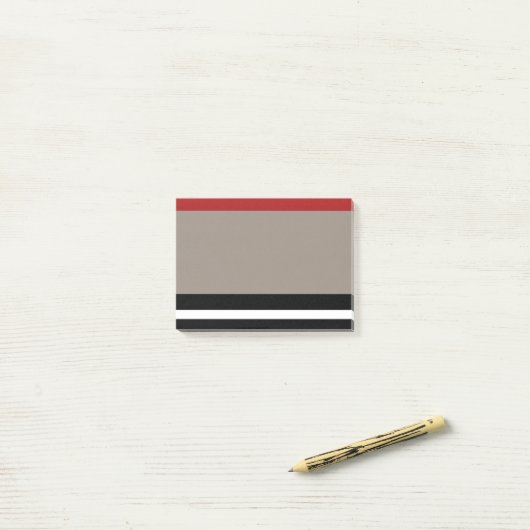 Red Black Khaki Stripe Post-it® Notes (Op bureau)