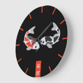 Red & Black Koi Fish Grote Klok (Hoek)