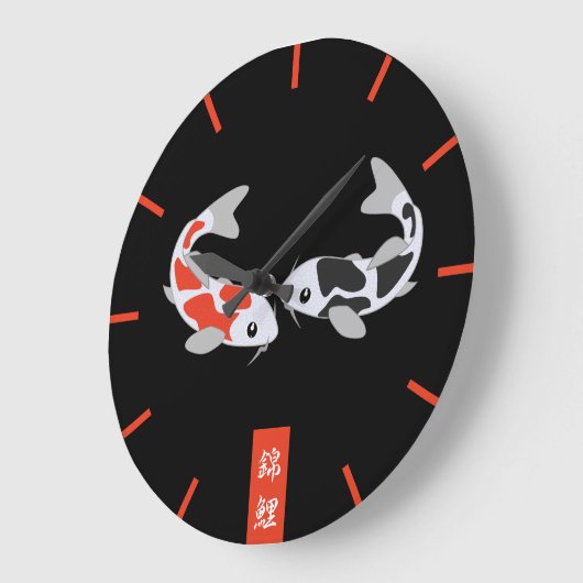 Red & Black Koi Fish Grote Klok (Hoek)