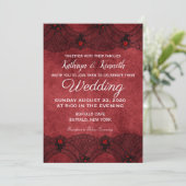 Red Black Lace formele huwelijksuitnodiging Kaart (Staand voorkant)