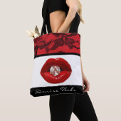 Red Black Lace Lip Diamond Tote Bag (Dichtbij)